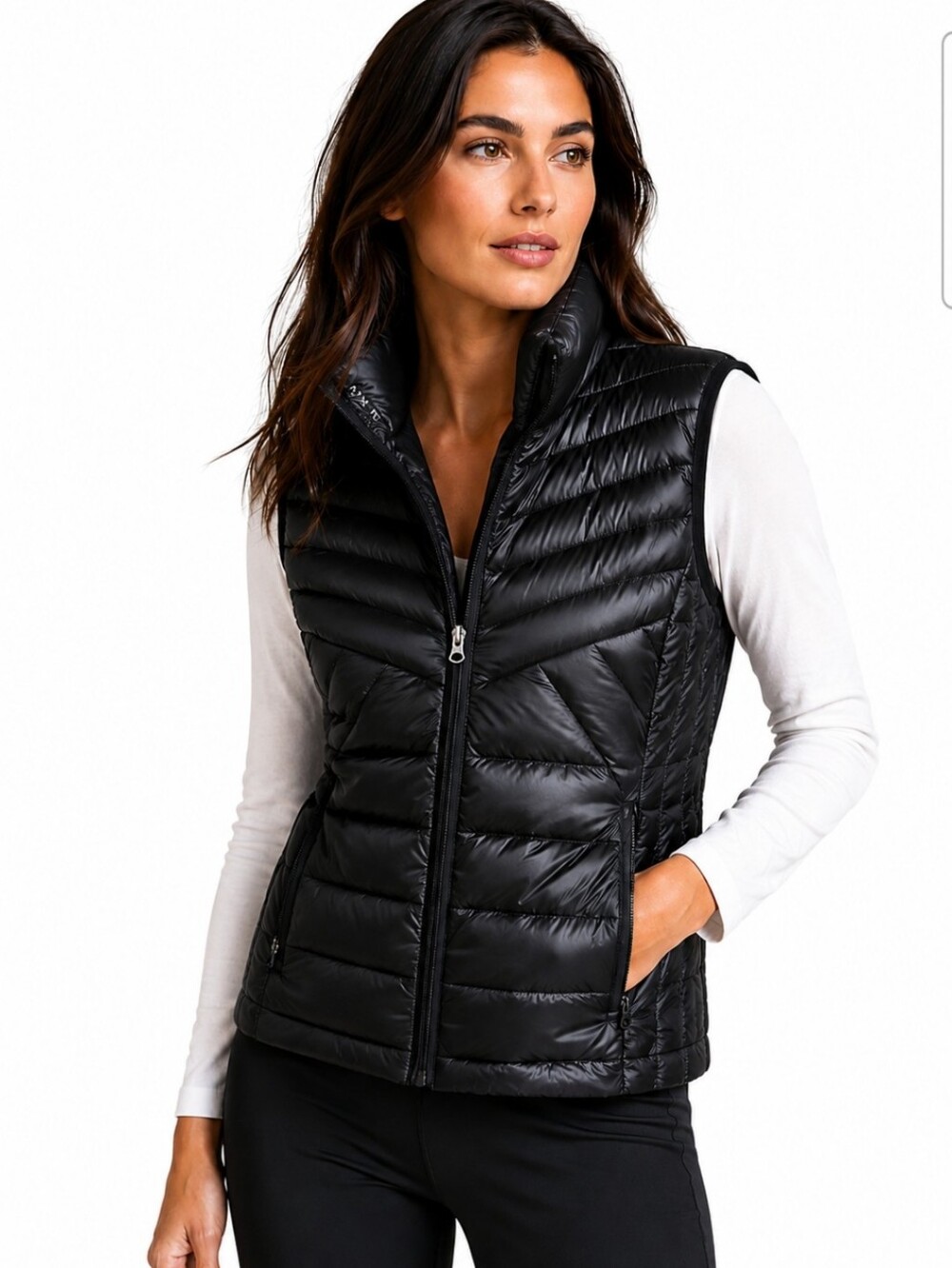 Bernardo Black Lightweight Quilted Puffer Vest Sz Lg